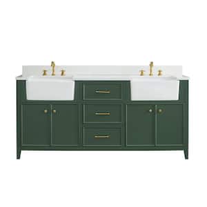 Casey 72 in. W x 22 in. D Bath Vanity in Evergreen with Engineered Stone Vanity Top in Ariston White with White Sink