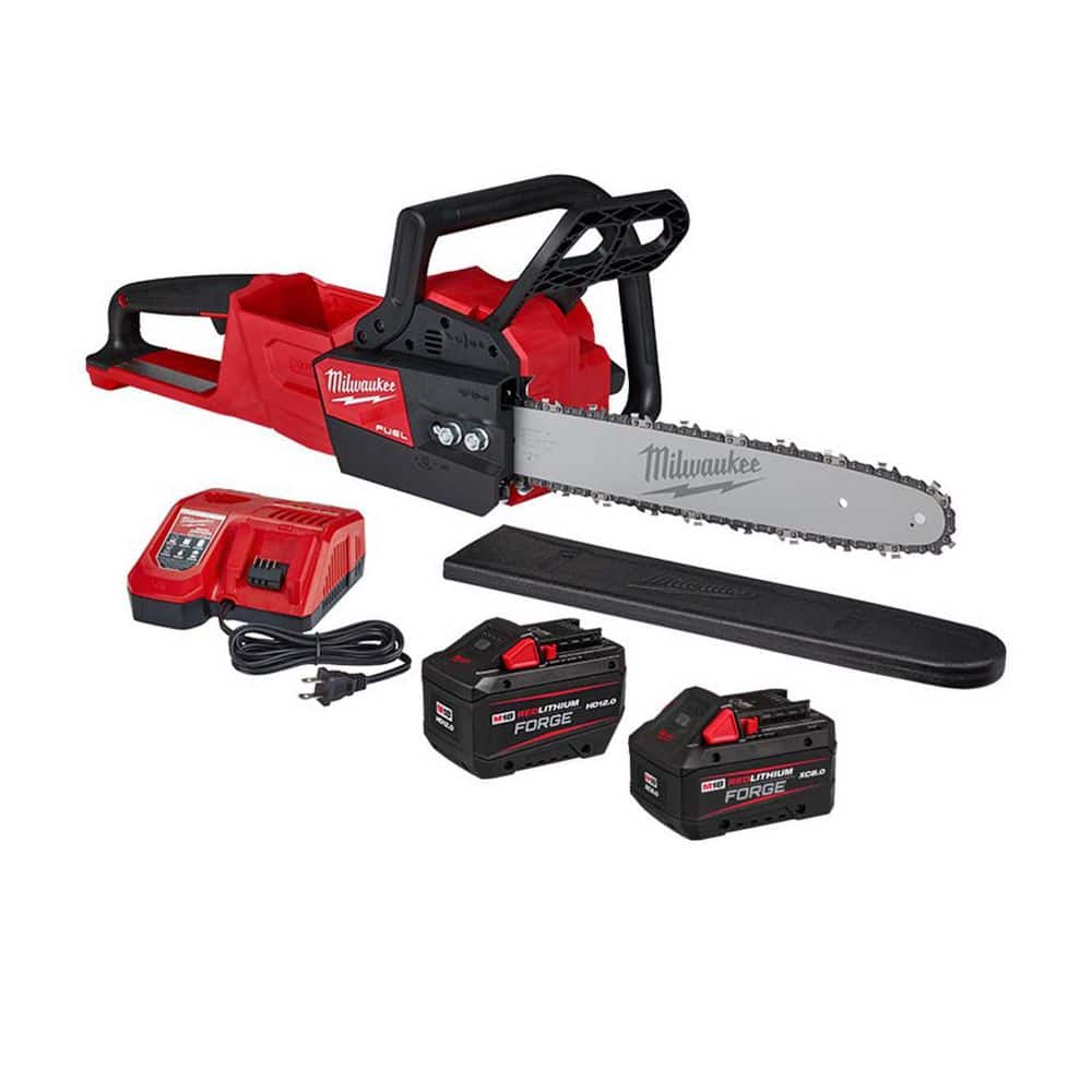Milwaukee M18 FUEL 16 in. 18V Brushless Cordless Battery Powered Chainsaw w/ 12.0 Ah & 8.0 Ah FORGE Battery, Rapid Charger 2727-21HD-48-11-1881