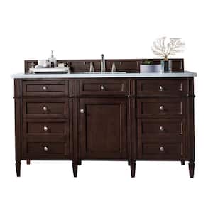Brittany 60 in. W x 23.5 in.D x 34 in. H Single Vanity in Burnished Mahogany with Solid Surface Top in Arctic Fall