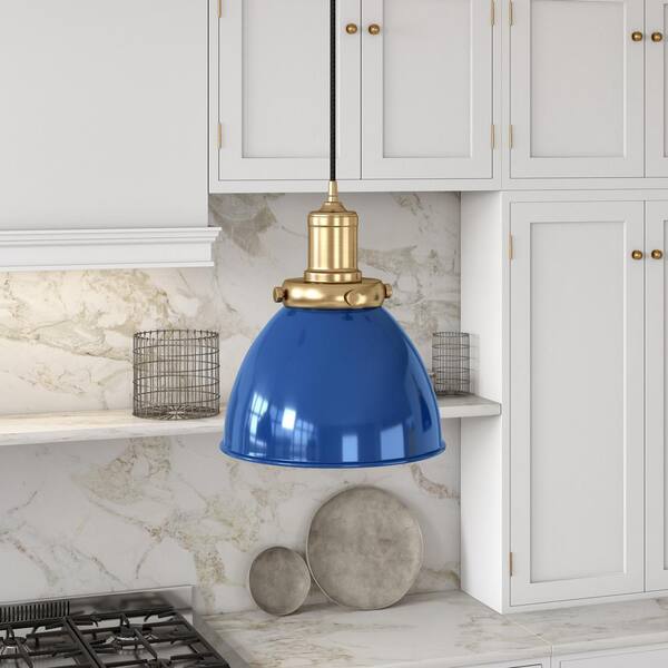 Meyer&Cross Madison 1-Light Standard Blue and Brass Pendant PD1434 - The Home  Depot