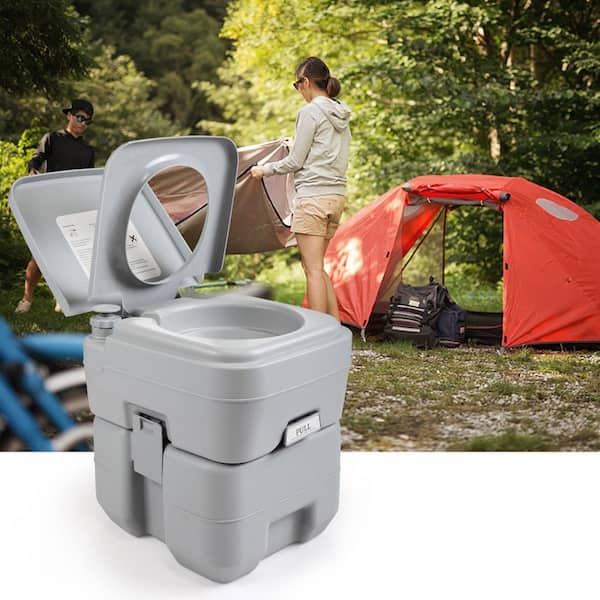 5.3 Gal. Portable Toilet Porta Potty, Outdoor Camping Travel Flush Toilet with Waste Tank