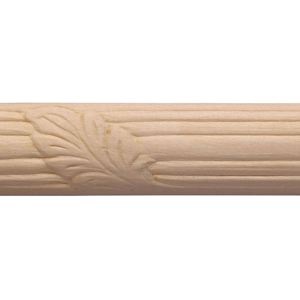 47.5" Unfinished White Hardwood Leaf Chair Rail Moulding