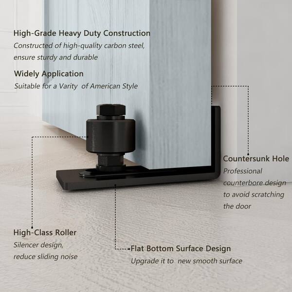 6 ft./72 in. Black Steel Bent Strap Sliding Barn Door Track and Hardware Kit with 12 in. Cylinder Handle and Floor Guide 6 ft./72 in. Black Steel Bent Strap Sliding Barn Door Track and Hardware Kit with 12 in. Cylinder Handle and Floor Guide