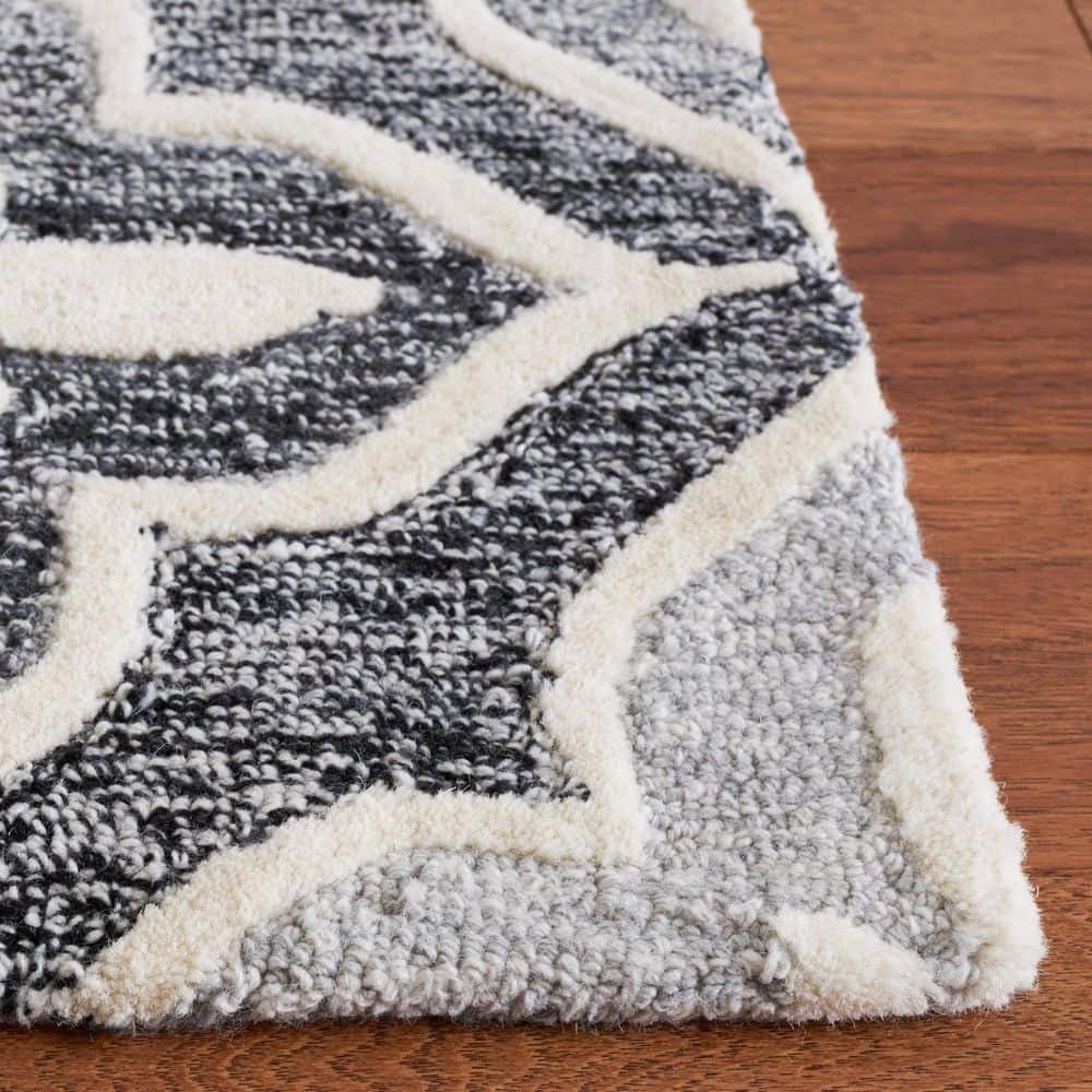 Elegant Noir Hand-Tufted Wool & Synthetic 6' Square Area Rug
