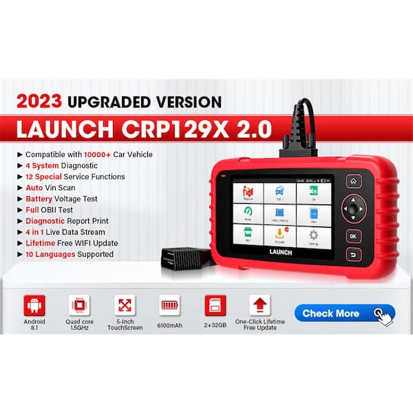 WRIGHTMASTER - 5 in. OBD2 Scanner Vehicle Diagnostic Car Code Reader with 4 Systems and 12 Functions