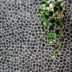 Henley Pebble 12 in. x 12 in. Tumbled Mosaic Marble Floor and Wall Tile (10 sq. ft./Case)