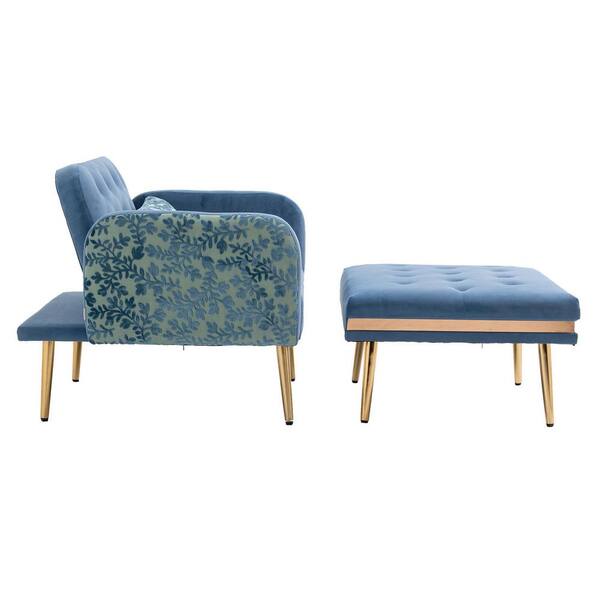 light blue accent chair with ottoman