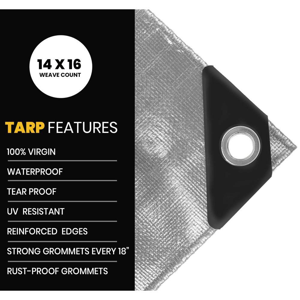 Extra Heavy Duty Silver/Black 40' x 80' Waterproof Tarp