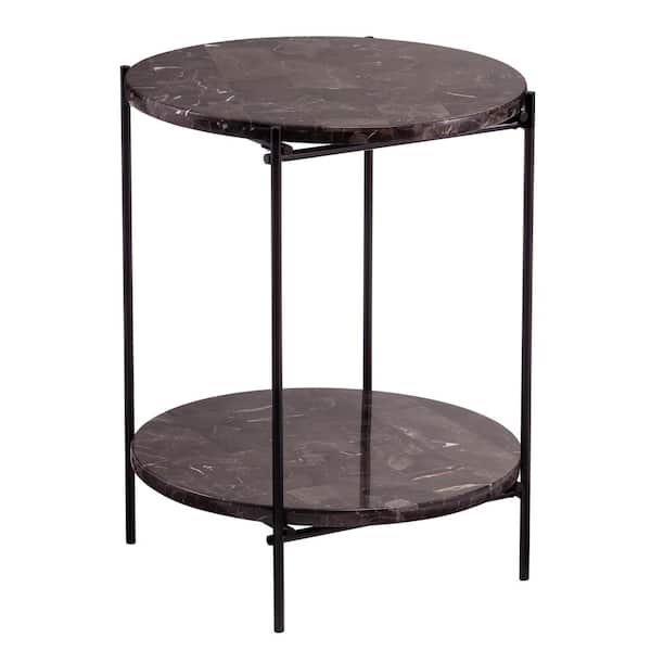 Southern Enterprises Harstone 19.5 in. Specialty Marble Round Marble Side Table