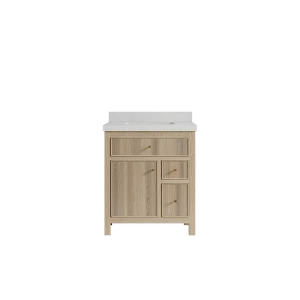 Willow Collections Sonoma Oak 30 in. W x 22 in. D x 36 in. H Bath Vanity in White Oak with 2 in. Carrara Quartz Top