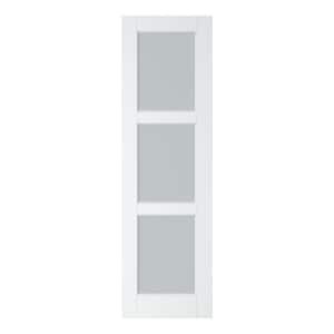 24 in. x 80 in. 3-Lite Tempered Frosted Glass and Solid Core Manufacture Wood White Primed Interior Door Slab