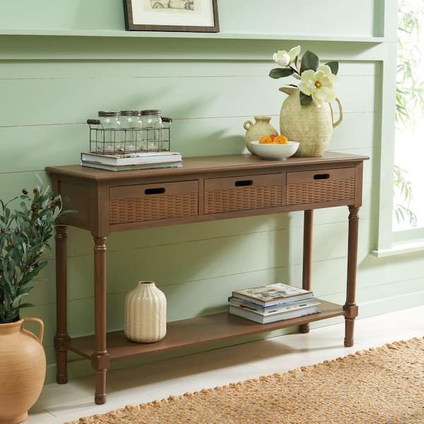 Landers Brown 3-Drawer Console Table