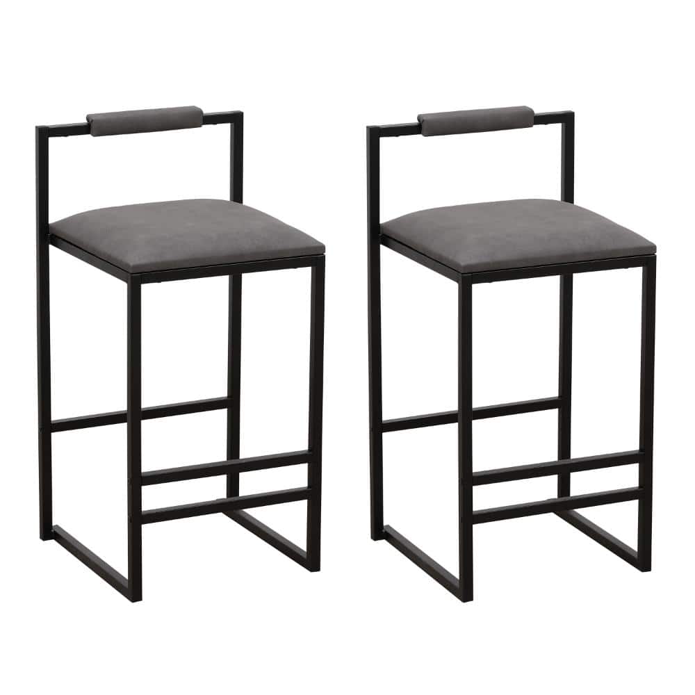 24.8 in. H Modern Armless Gray PU Bar Stools with Back, Metal Frame Counter Height Stools, Set of 2 price history on PriceWatchPro