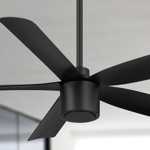 RAVIAN 5 Blade 52 in. Indoor/Outdoor Matte Black Modern Ceiling Fan with Remote Included