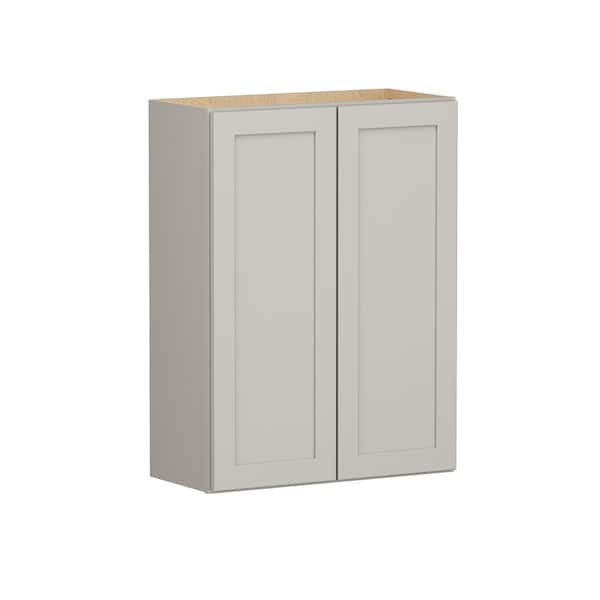 Shaker Full Overlay 27 in. W x 12 in. D x 36 in. H Plywood Assembled Wall Kitchen Cabinet in Stone Gray