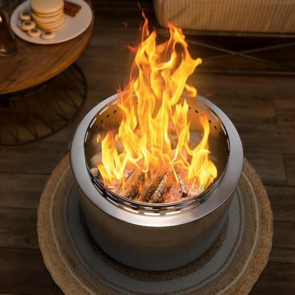 Halmuz 19 in. x 15.5 in. Outdoor Stainless Smokeless Silver Wood