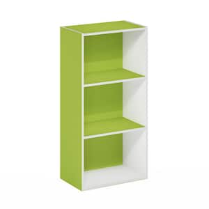 Luder 31.4 in. Green/White 3-Shelf Standard Bookcase