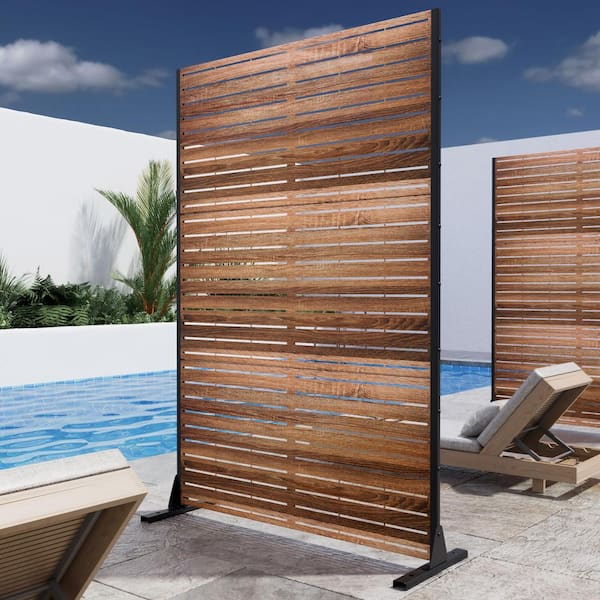 Dovelina Veneer 72 in. Galvanized Metal Outdoor Privacy Screens Outdoor Garden Fence in Natural Color