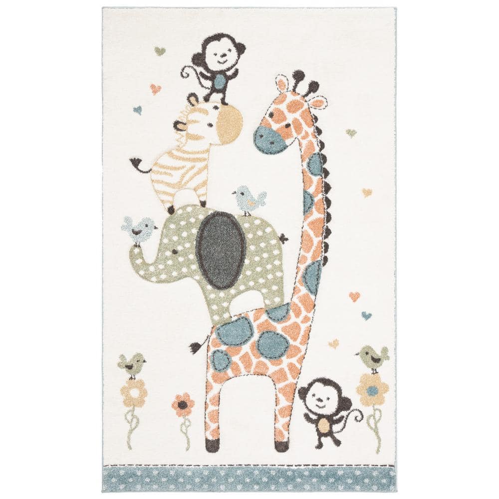 Carousel Kids Ivory 2 ft. x 6 ft. Animal Print Runner Rug price history on PriceWatchPro