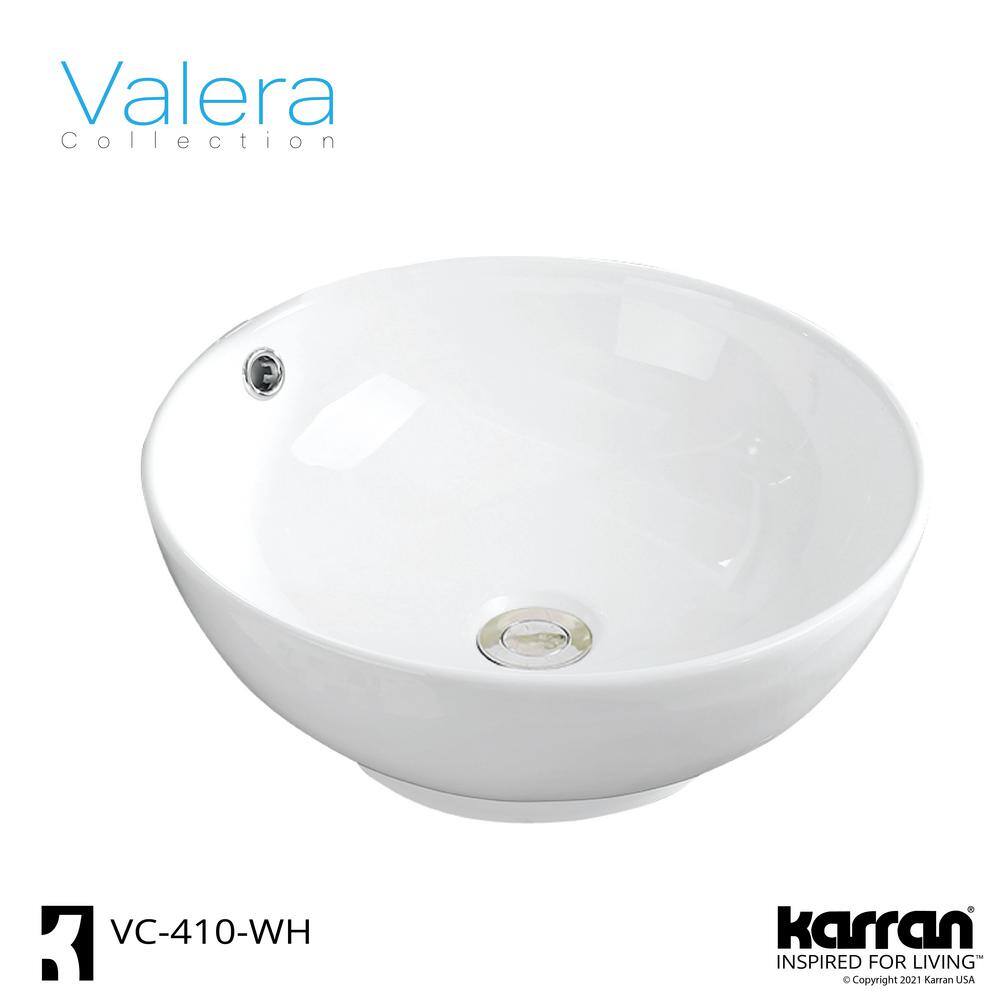 Elegant Valera 16.63" White Ceramic Vessel Bathroom Sink