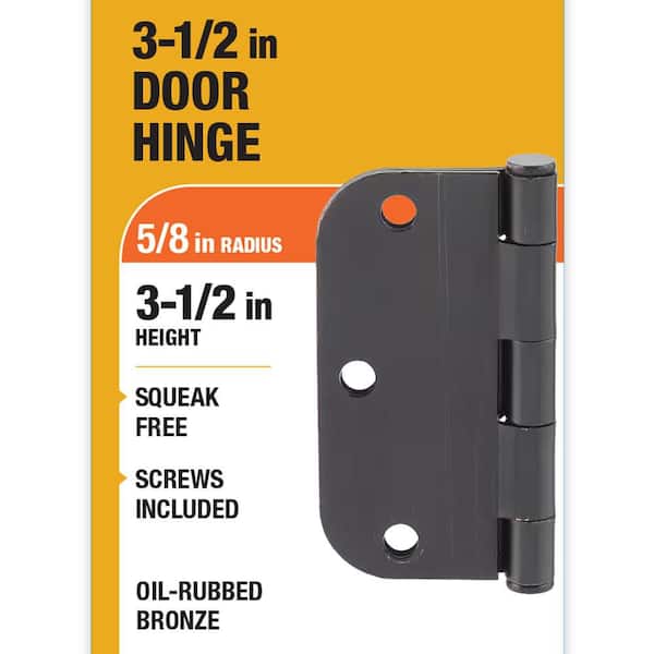 3-1/2 in. x 5/8 in. Radius Oil-Rubbed Bronze Squeak-Free Door Hinge