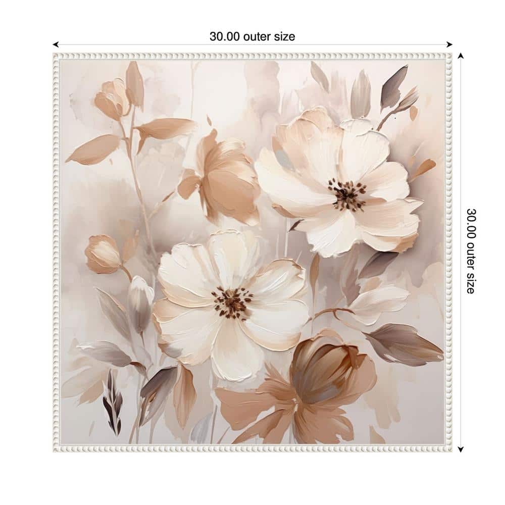 Scented Petals Beige and White Canvas Art in Sylvie White Frame