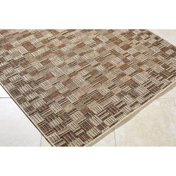 Crete Brown Cottage 8 ft. x 10 ft. Indoor/Outdoor Area Rug