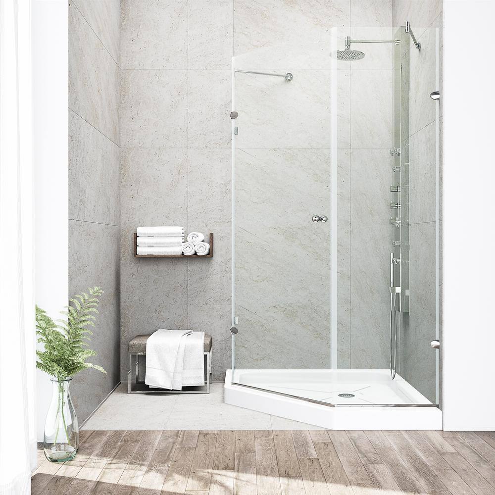 Verona 42'' Brushed Nickel Frameless Neo-Angle Shower Enclosure