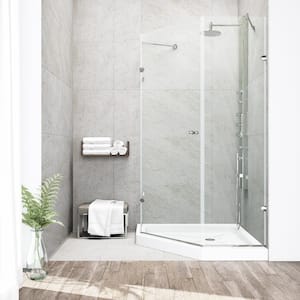 Verona 36 in. L x 36 in. W x 77 in. H Frameless Pivot Neo-angle Shower Enclosure Kit in Chrome with 3/8 in. Clear Glass