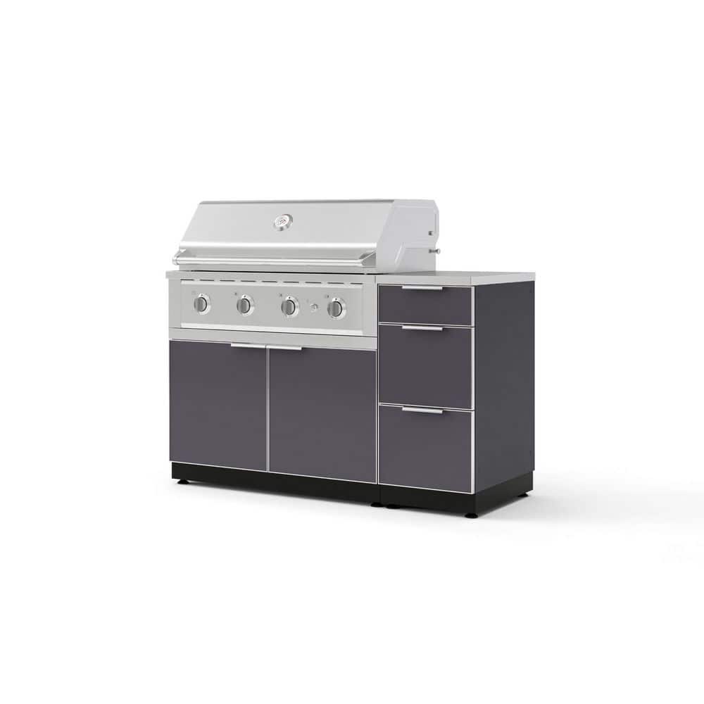 "Outdoor Kitchen 4-Piece 3-Burners Propane Gas Grill Island in Gray w/40"" Performance Grill & Stainless Steel Countertop" price history on PriceWatchPro