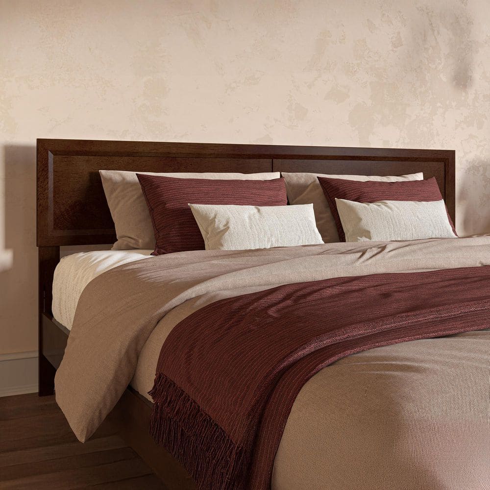 Sophia Walnut Brown Solid Wood King Headboard