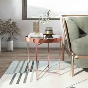 Barbour 16.5 in. Rose Gold Round Glass End Table