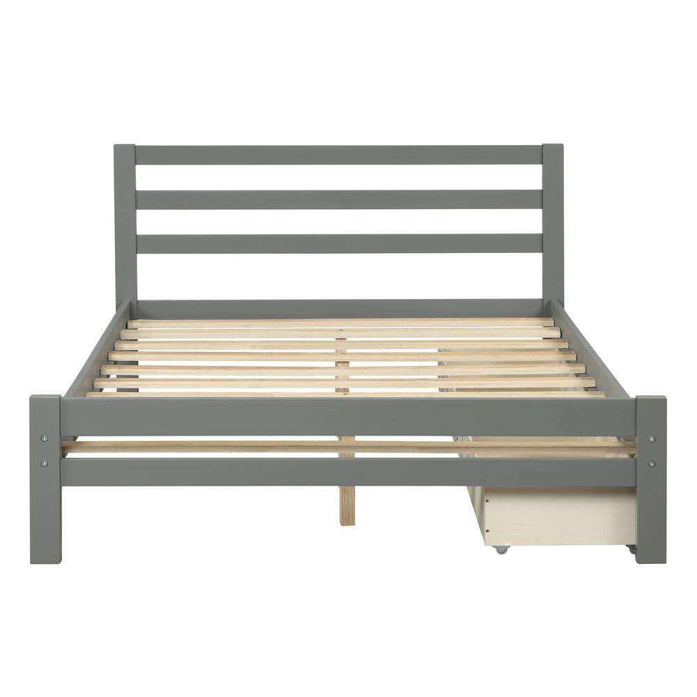 Gray Full Size Wood Platform Bed with 2-Drawers WSJWF192969AAE - The Home  Depot