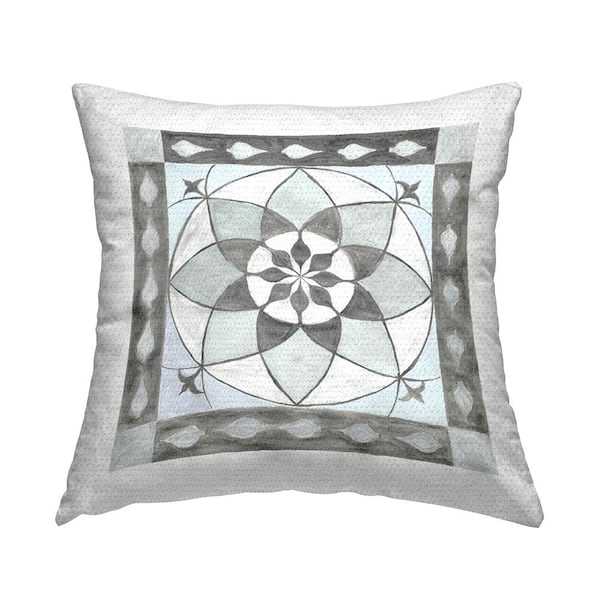 Stupell Industries Grey Abstract Fractal Pattern Grey Square Outdoor Throw Pillow