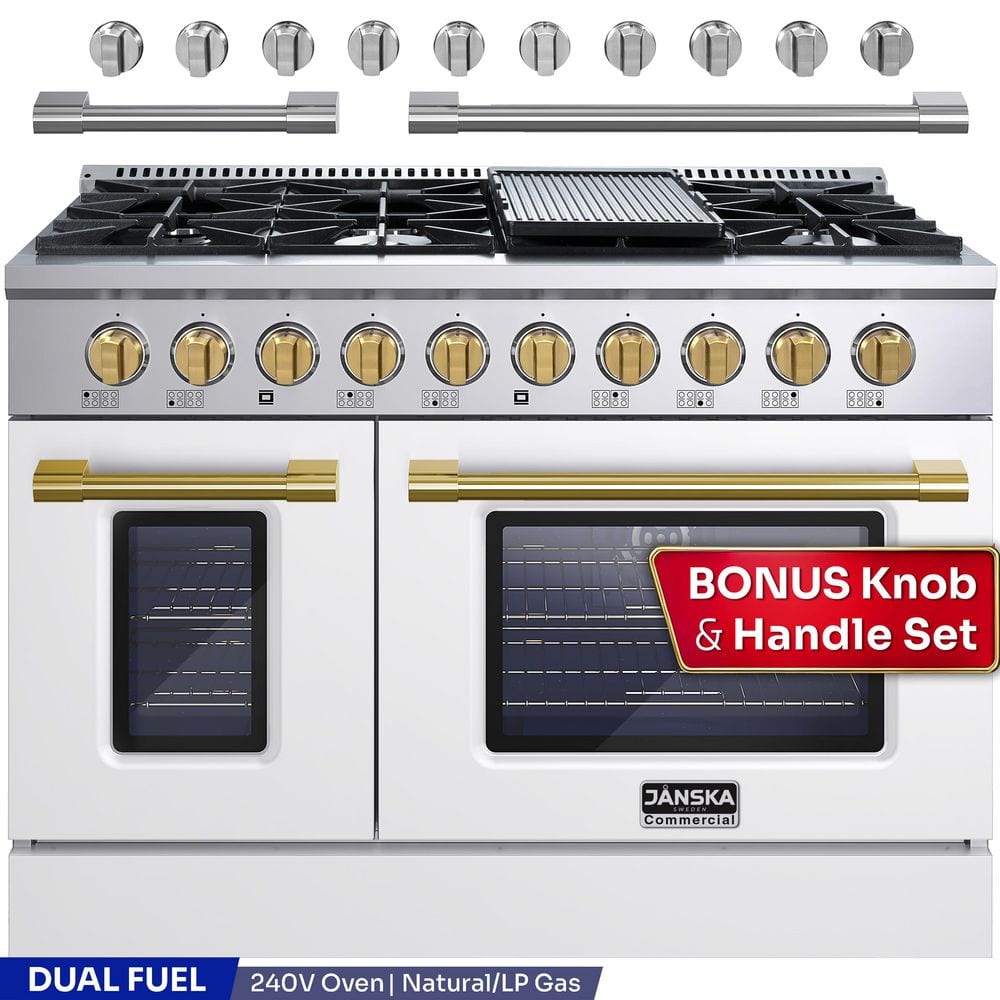 JANSKA Professional 48 in. Freestanding Dual Fuel Range, 8-Burners