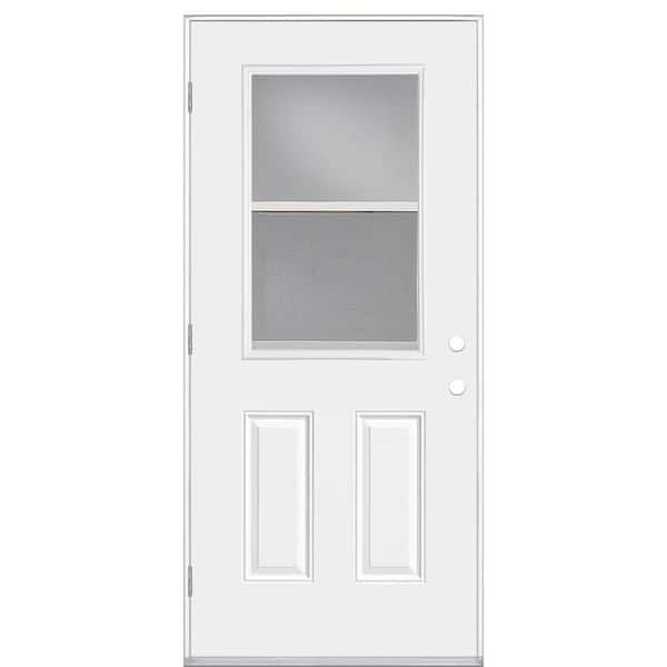 Masonite 36 in. x 80 in. Premium 1/2 Lite Vent Right-Hand Outswing Primed Steel Prehung Front Exterior Door No Brickmold