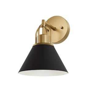 Carrington Isle 1-Light Matte Black Wall Sconce with Metal Shade