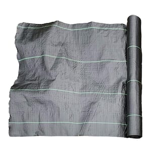 3 x 300 ft. Woven Weed Barrier Fabric - Black with Green Stripes