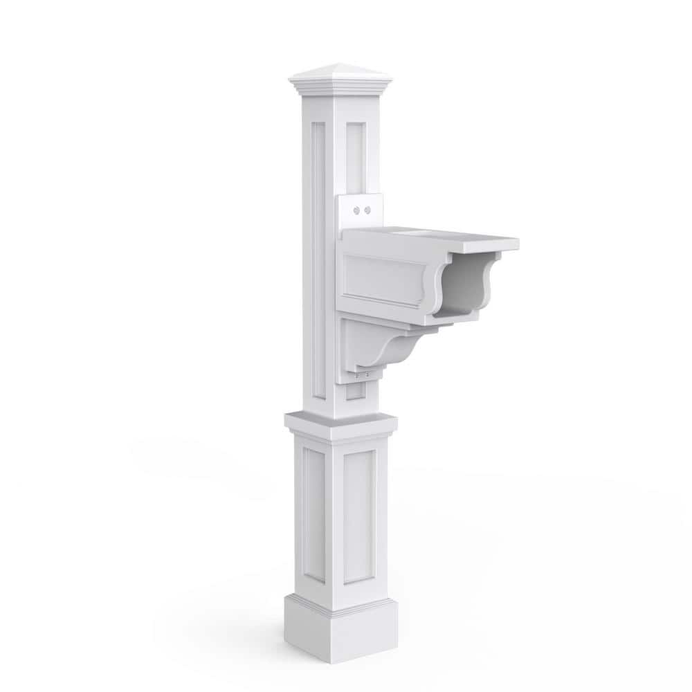 Mayne Dover Decorative Polyethylene Mailbox Post, White 581000000 Sansujyuku sansujyuku.com