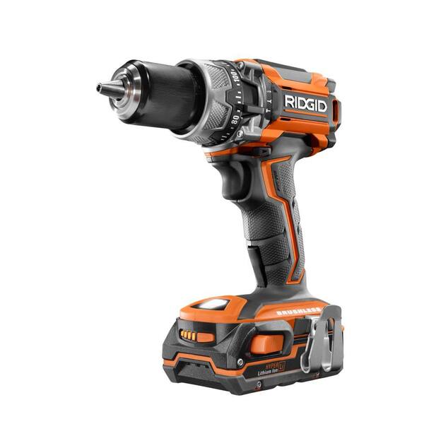 RIDGID - 18-Volt Lithium-Ion Cordless Brushless 1/2 in. Compact Hammer Drill with (2) 1.5 Ah Batteries and 18-Volt Charger