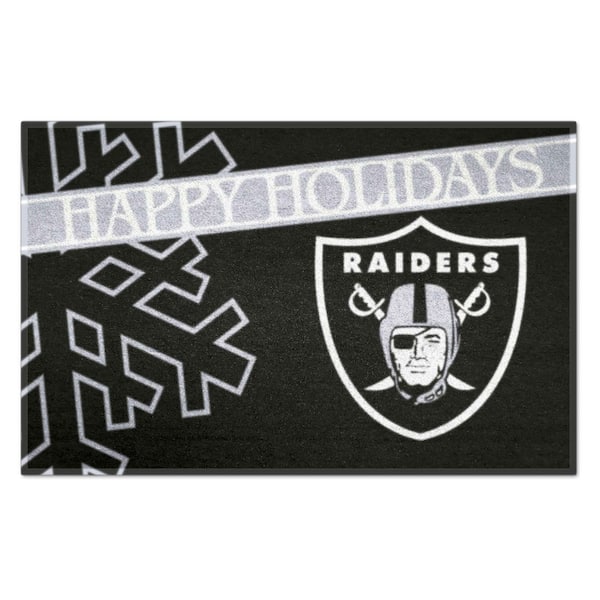 FANMATS Las Vegas Raiders Happy Holidays Black 1.5 ft. x 2.5 ft. Starter Area Rug