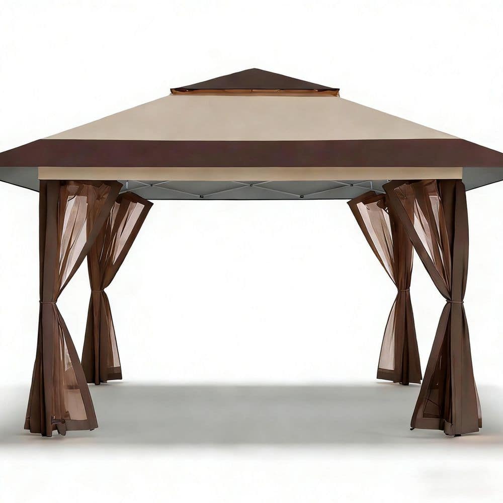 13 ft. x 13 ft. Pop-Up Gazebo with STO-N-Go Bag Outdoor Gazebo for Backyard & Patio Furniture, Beige/Coffee price history on PriceWatchPro