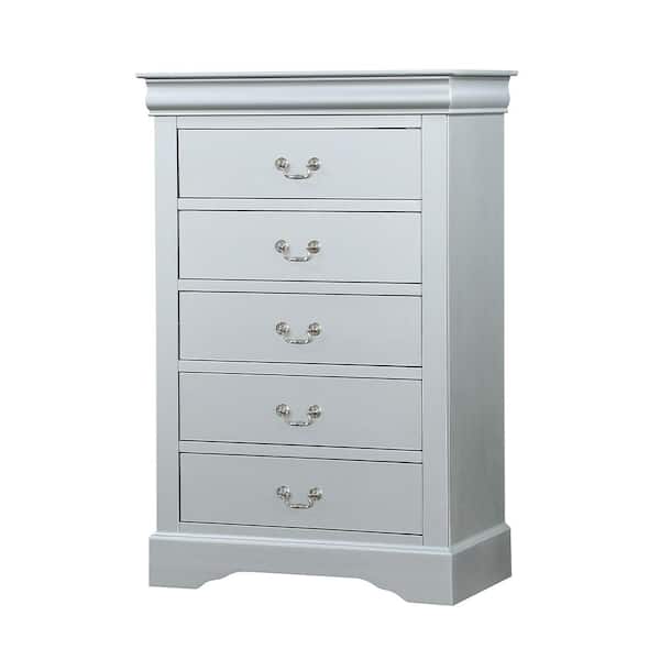 Acme Furniture Louis Philippe Platinum 15 in. Chest 5-Drawers