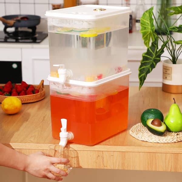 2-Pack 2 Gal. Clear Plastic Drink Dispenser with Spigot, Leak Proof Lids and Fruit Filter