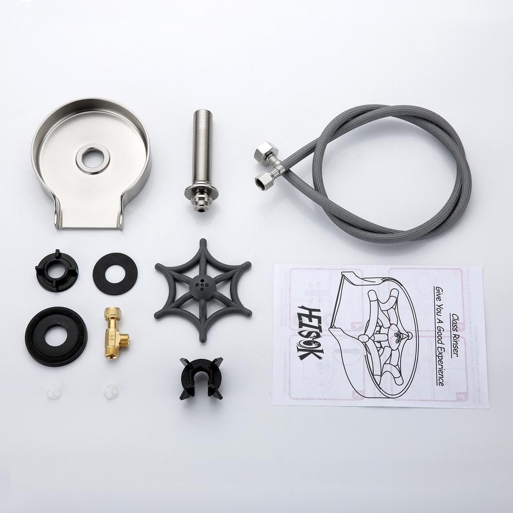 Brushed Nickel Kitchen Sink Glass Rinser with Zinc Alloy Tray