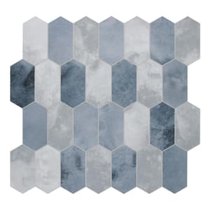 Small Long Hexagon 12 in. x 11.5 in. Blue Peel and Stick Backsplash Stone Composite Wall Tile (10 Tiles, 9.68 sq. ft.)