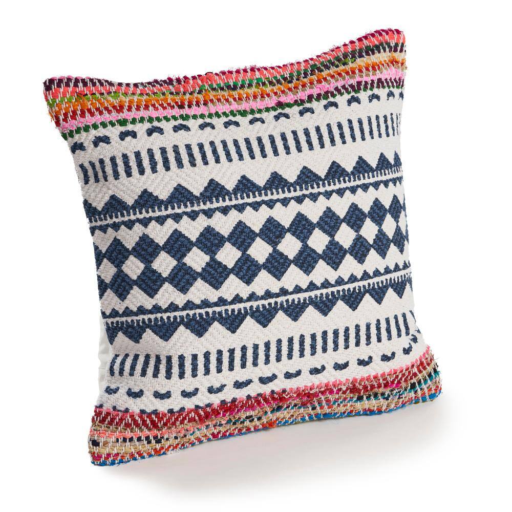 Eclectic Embroidered Bohemian Square Throw Pillow 18"x18"