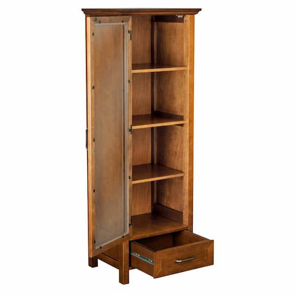 Avery Linen Cabinet with 1 Drawer Oil Oak Brown Elegant Home Fashions