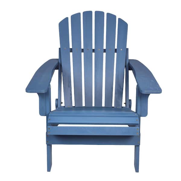 Navy Blue Oversize Folding Wood Adirondack Chair with Pre-Assembled Backrest​