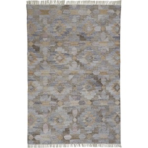 Gray and Blue Geometric 10 ft. x 13 ft. Area Rug